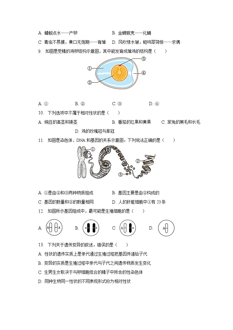 2022-2023学年河北省邯郸市馆陶县八年级（下）期末生物试卷（含解析）02