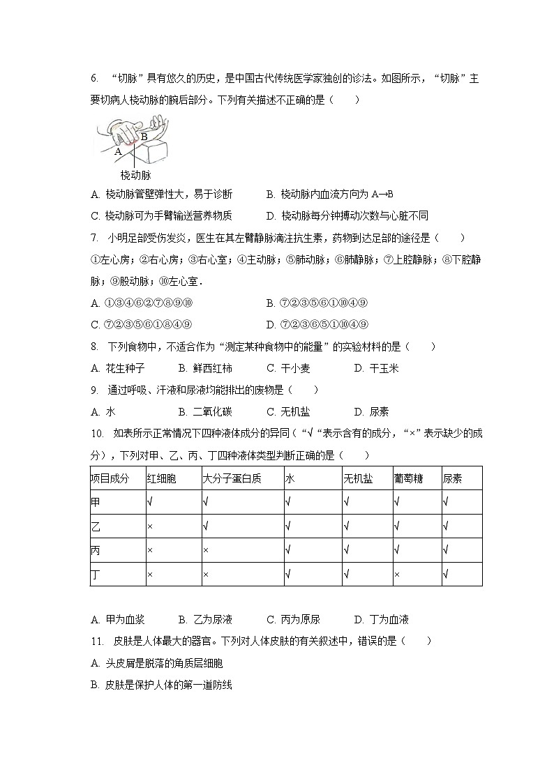 2022-2023学年河北省廊坊市三河市七年级（下）期末生物试卷（含解析）第2页
