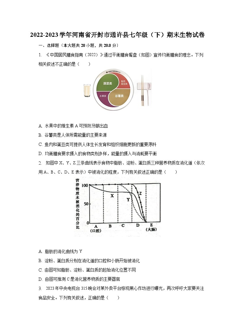 2022-2023学年河南省开封市通许县七年级（下）期末生物试卷（含解析）01