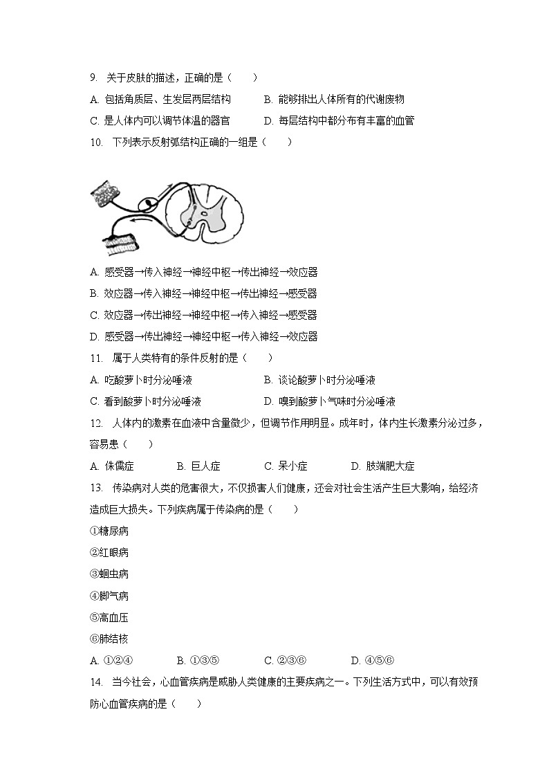 2022-2023学年广西贵港市港南区七年级（下）期末生物试卷（含解析）第2页