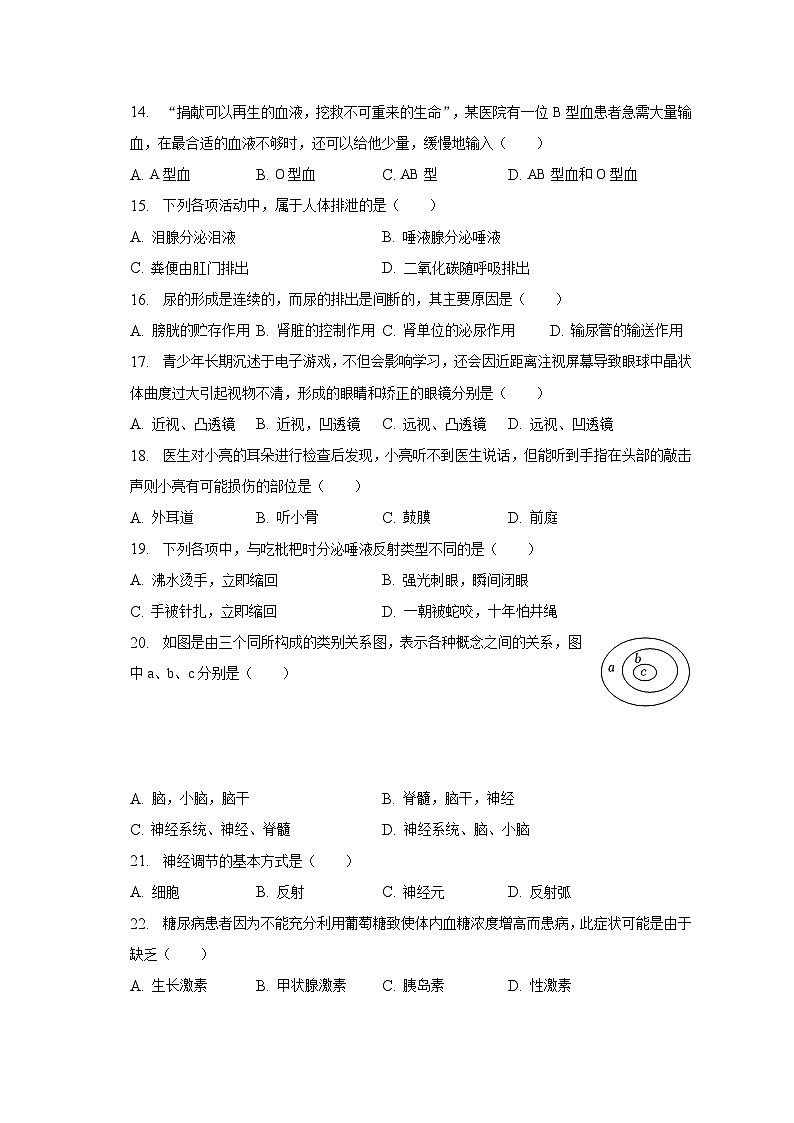 2022-2023学年贵州省黔东南州教学资源共建共享实验基地名校七年级（下）期末生物试卷（含解析）第3页