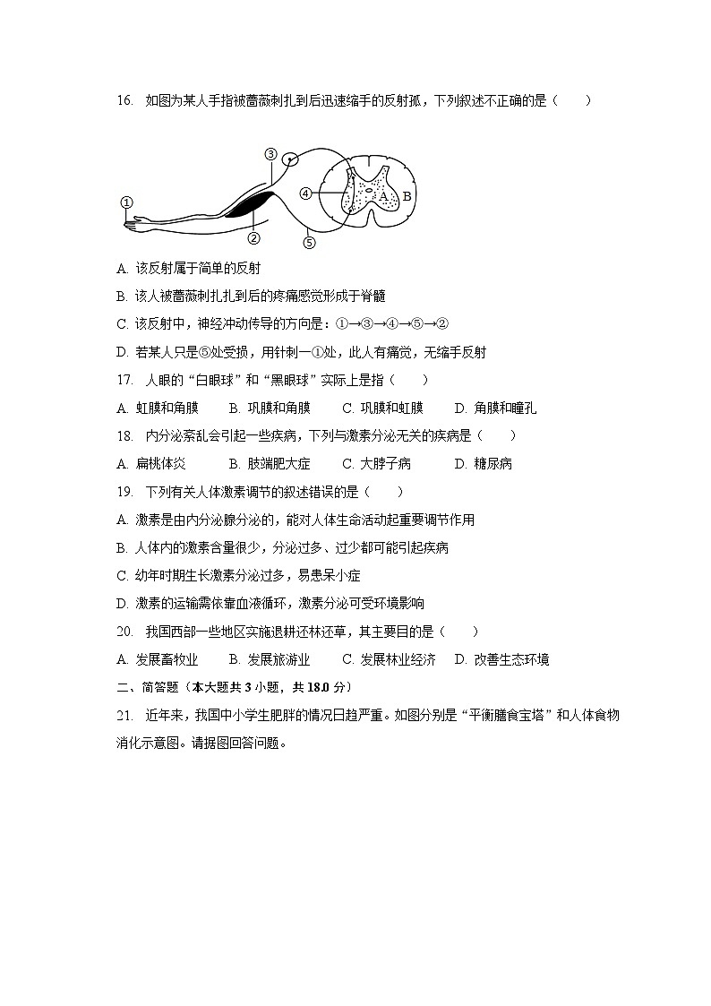 2022-2023学年河南省信阳市光山县七年级（下）期末生物试卷（含解析）03