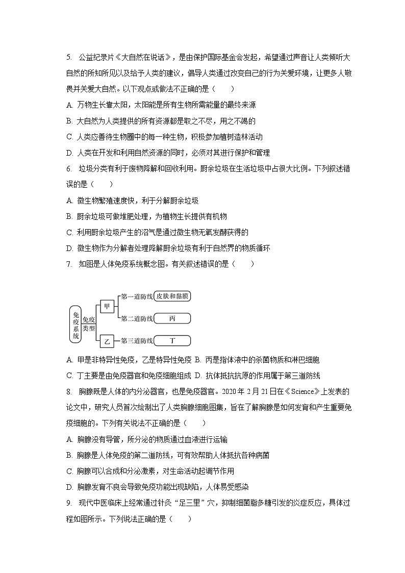 2022-2023学年山东省泰安市肥城市七年级（下）期末生物试卷（五四学制）（含解析）02
