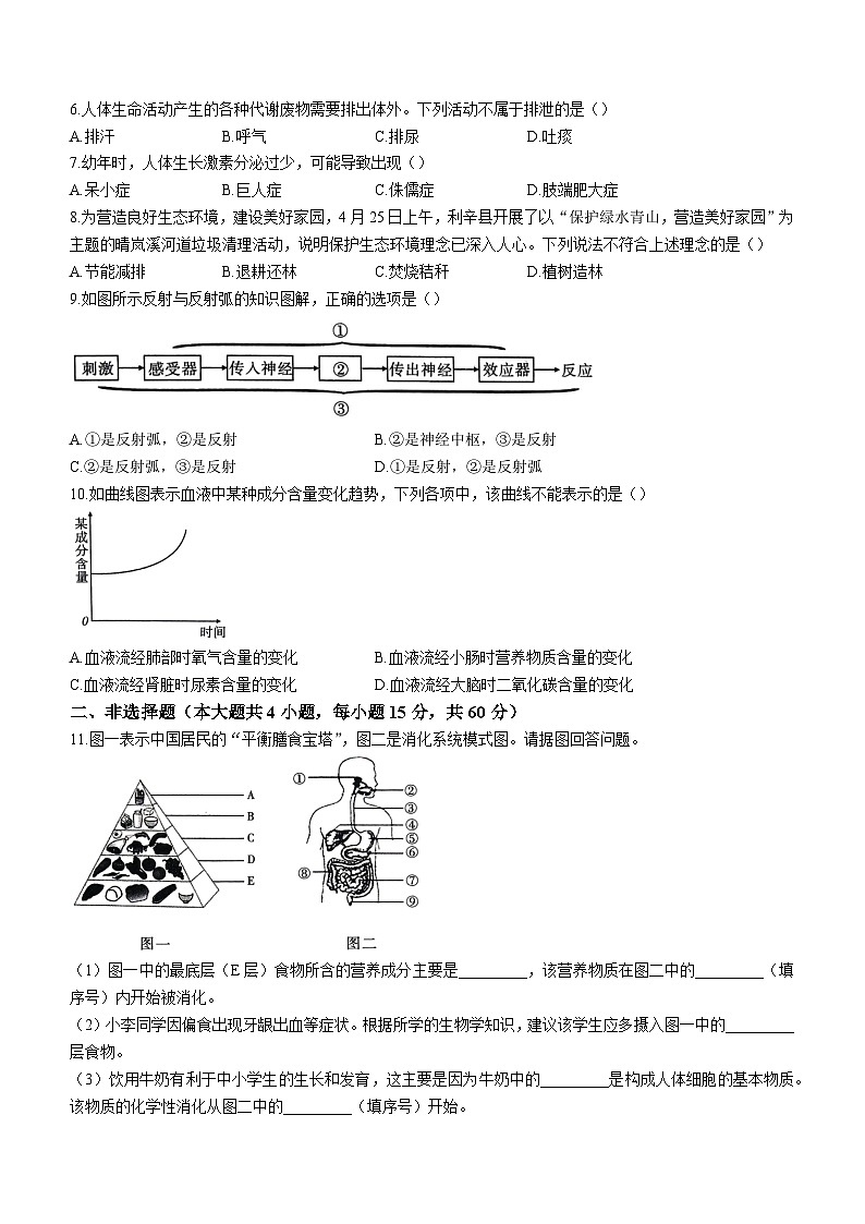 安徽省亳州市2022-2023学年七年级下学期期末生物试题（含答案）第2页