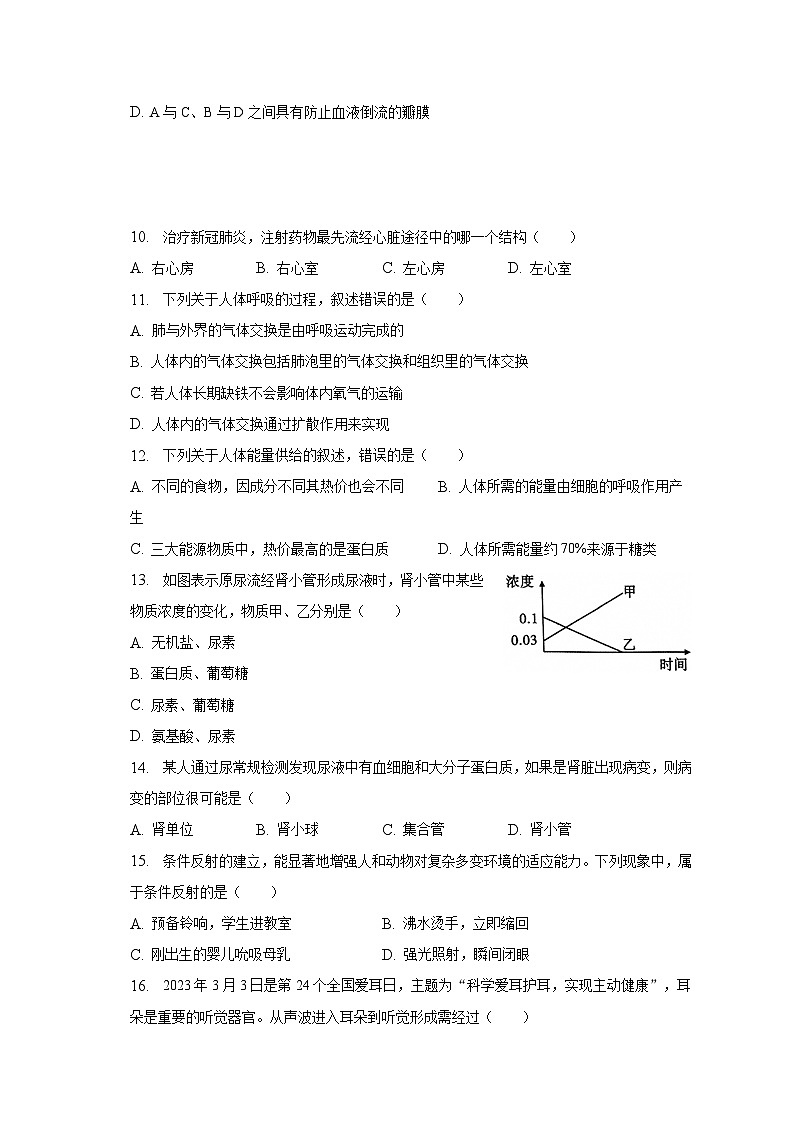 2022-2023学年河南省平顶山市七年级（下）期末生物试卷（含解析）03