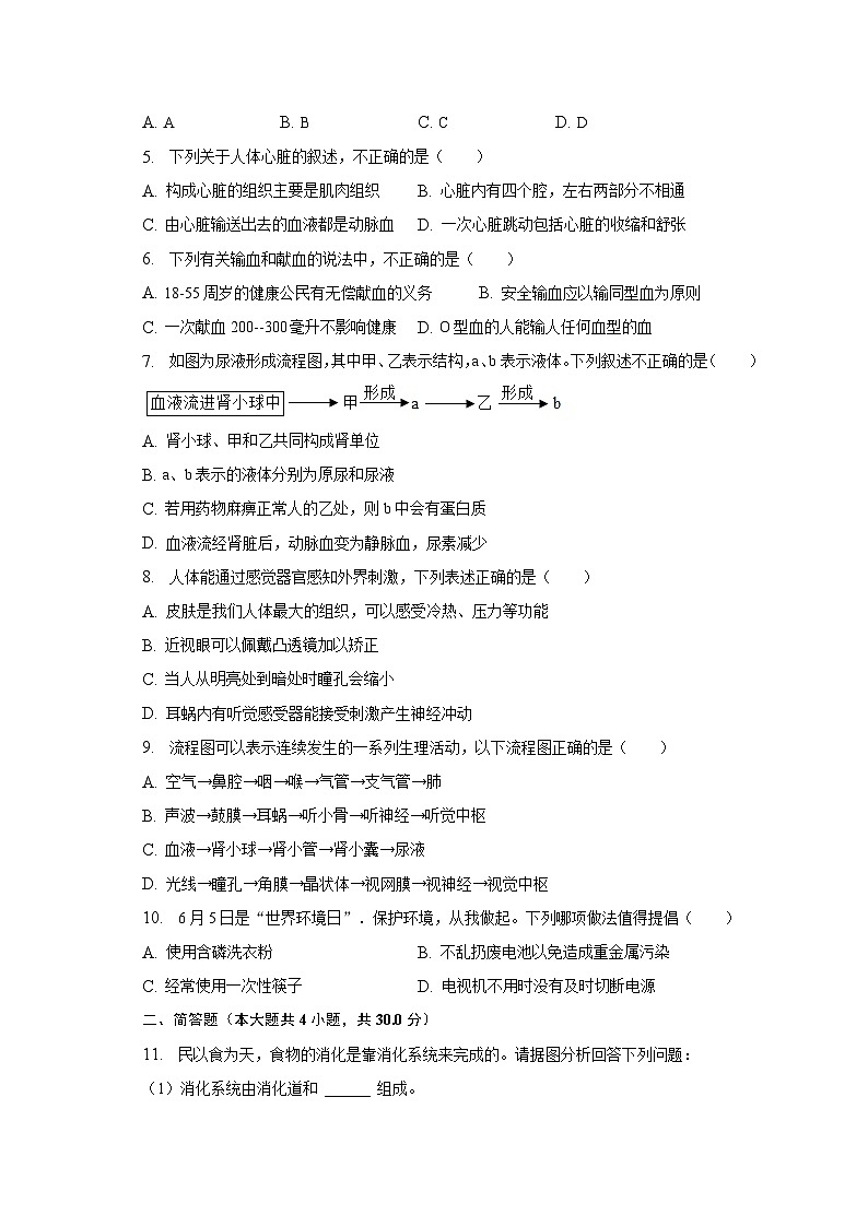 2022-2023学年湖北省孝感市大悟县七年级（下）期末生物试卷（含解析）第2页
