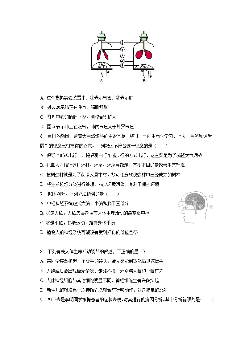 2022-2023学年湖北省孝感市汉川市七年级（下）期末生物试卷（含解析）02