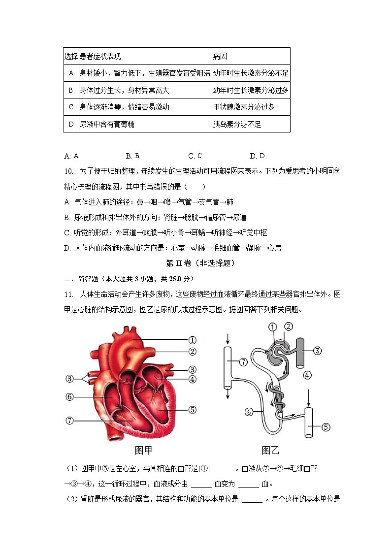 2022-2023学年湖北省孝感市汉川市七年级（下）期末生物试卷（含解析）03