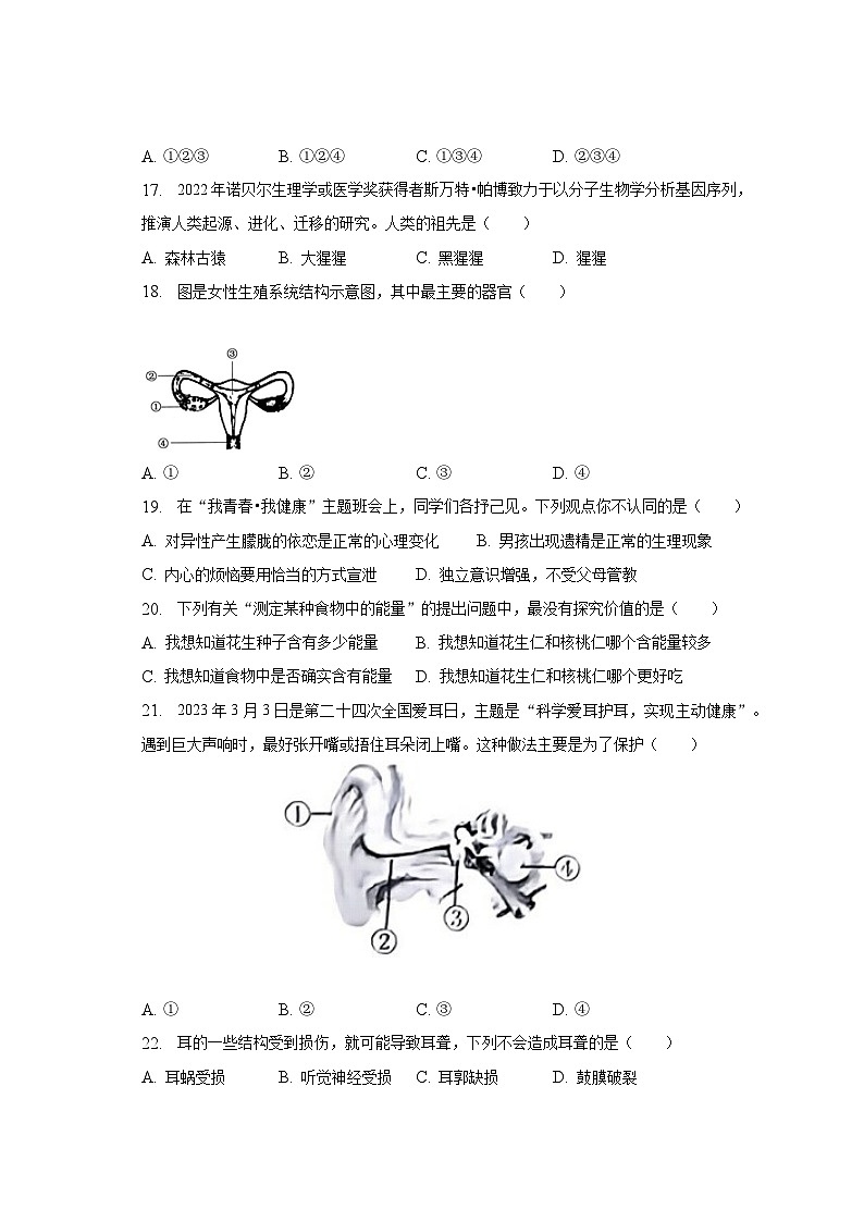 2022-2023学年湖南省益阳市安化县七年级（下）期末生物试卷（含解析）03