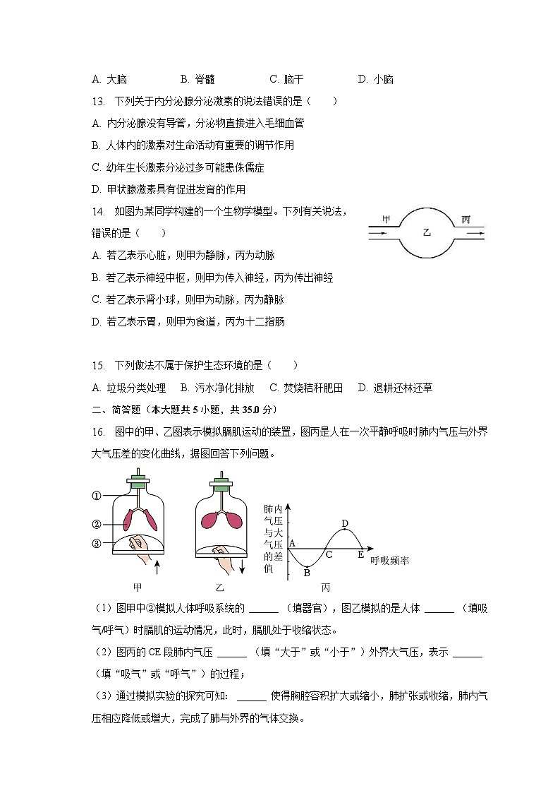 2022-2023学年湖北省襄阳市樊城区七年级（下）期末生物试卷（含解析）03