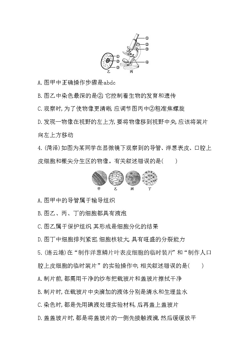 鲁科版（五四制）生物六年级上册 第二单元生物体的结构层次一课一练 （含答案）02