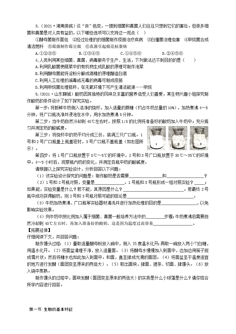冀少版 初中生物 八年级上册 5.3.1发酵食品的制作 （学案）02