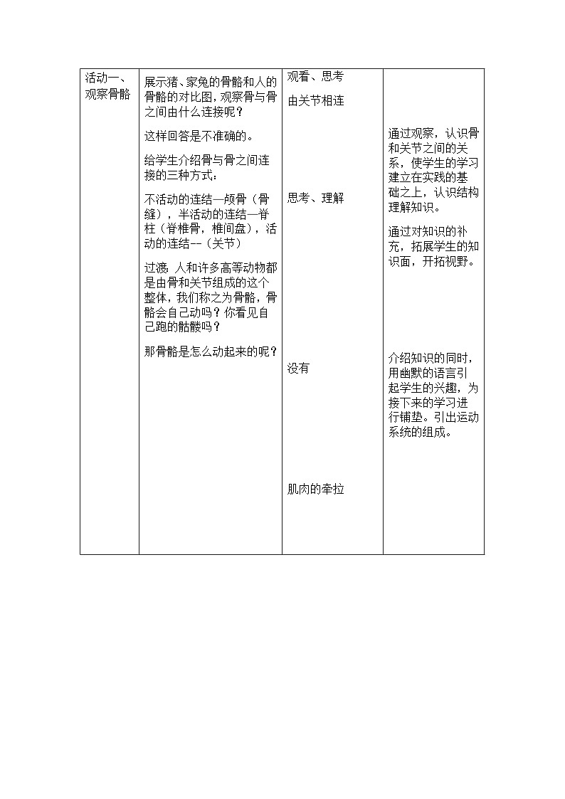 鲁科版（五四制）生物八年级上册 7.2.1 动物的运动 教案03