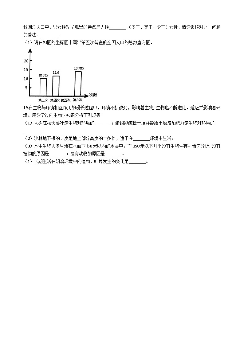 鲁科版（五四学制）初中生物 六年级上册 1.2.2 生物对环境的适应和影响 同步测试（含解析）03