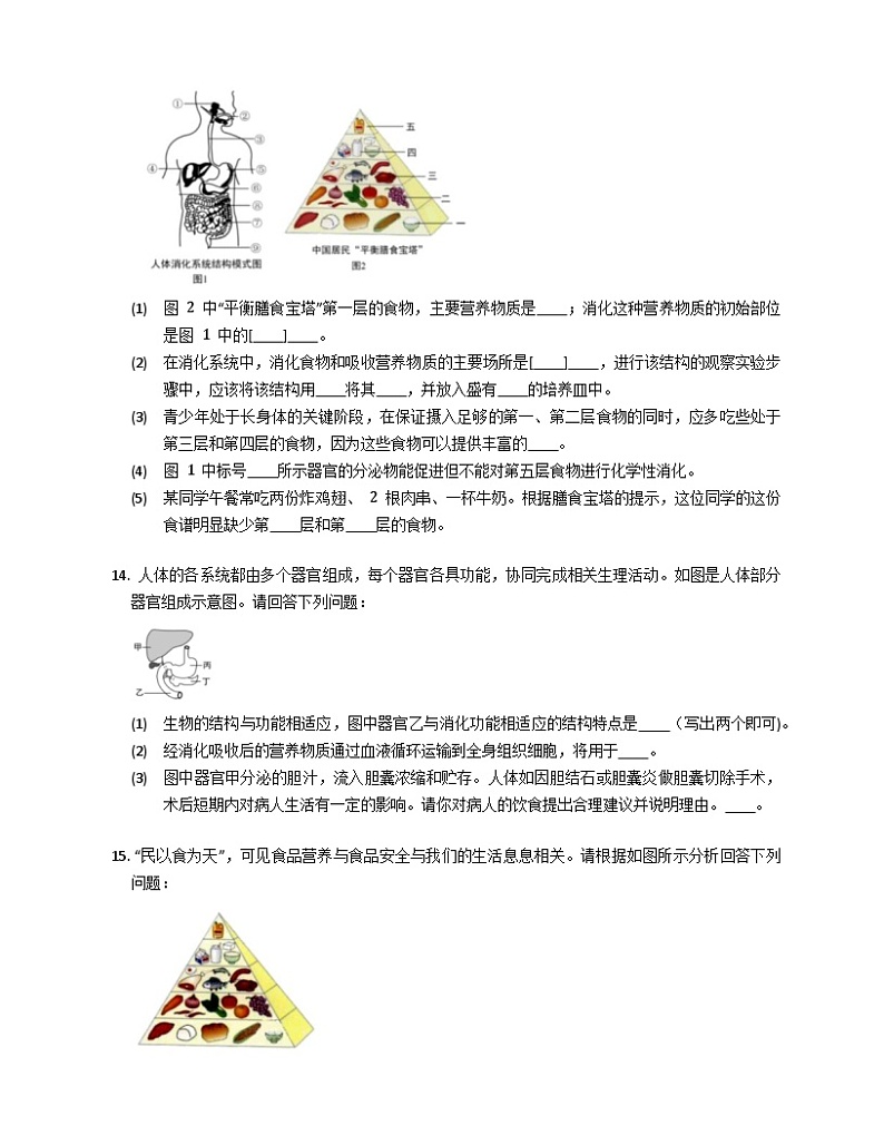 鲁科版（五四学制） 初中生物 七年级上册 4.2.3合理营养与食品安全练习（含解析）03