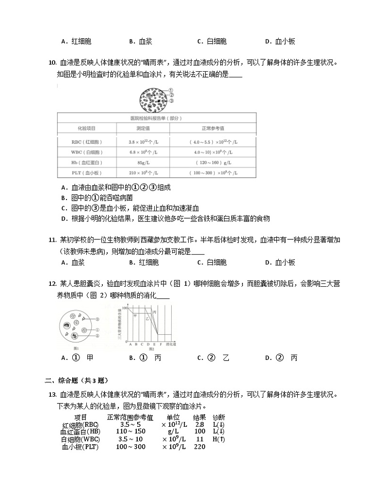 鲁科版（五四学制） 初中生物 七年级上册 4.4.1物质运输的载体练习（含答案）02
