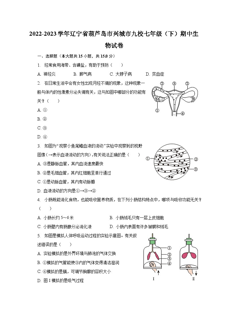 2022-2023学年辽宁省葫芦岛市兴城市九校七年级（下）期中生物试卷（含解析）01