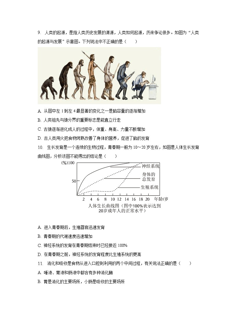 2023年云南省曲靖市中考生物质检试卷（含解析）第3页