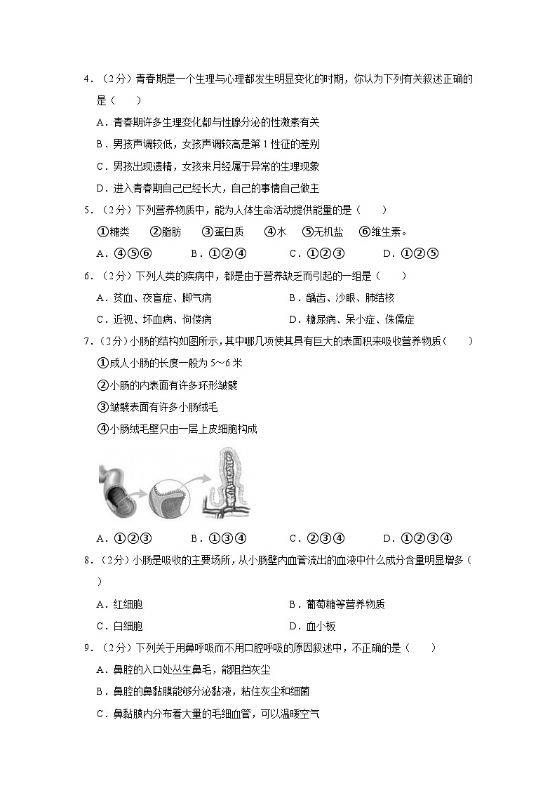 2022-2023学年湖北省宜昌市宜都市七年级下学期期末生物试卷（含解析）第2页