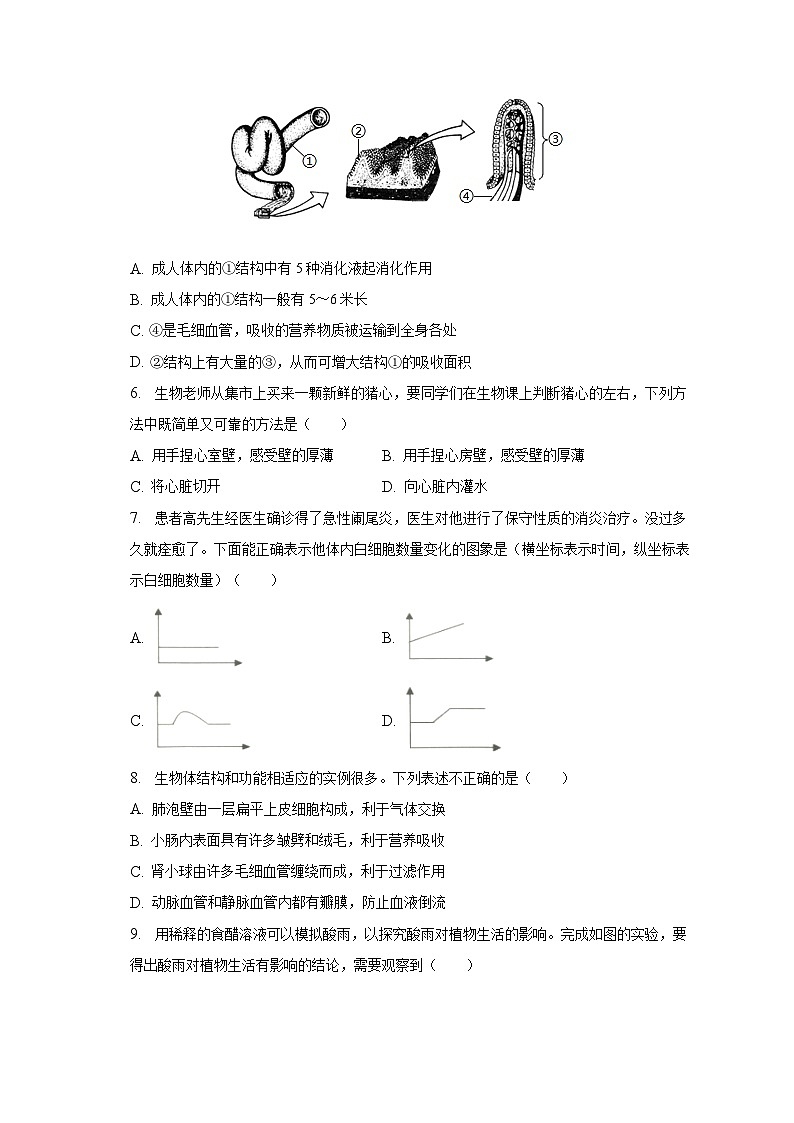 2022-2023学年湖北省孝感市安陆市七年级（下）期末生物试卷（含解析）第2页