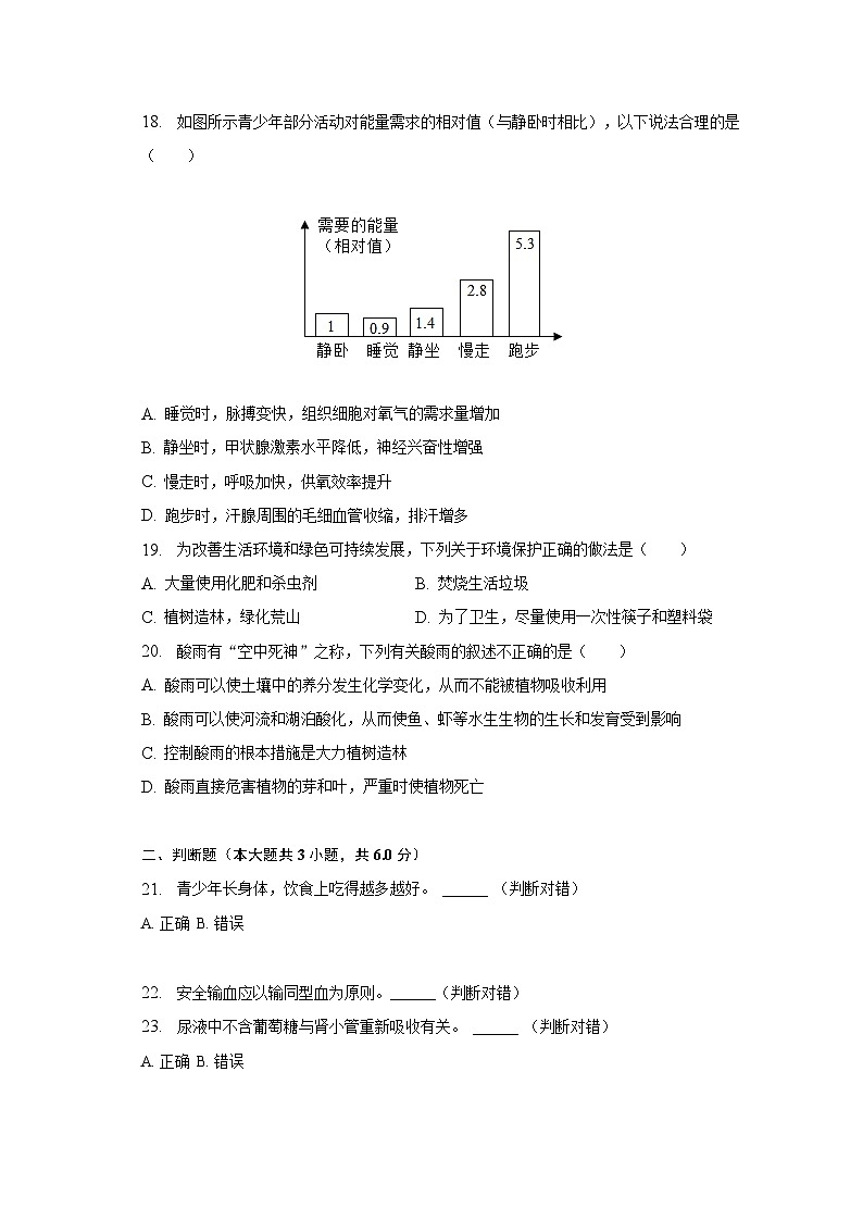 2022-2023学年湖南省岳阳市七年级（下）期末生物试卷（含解析）第3页