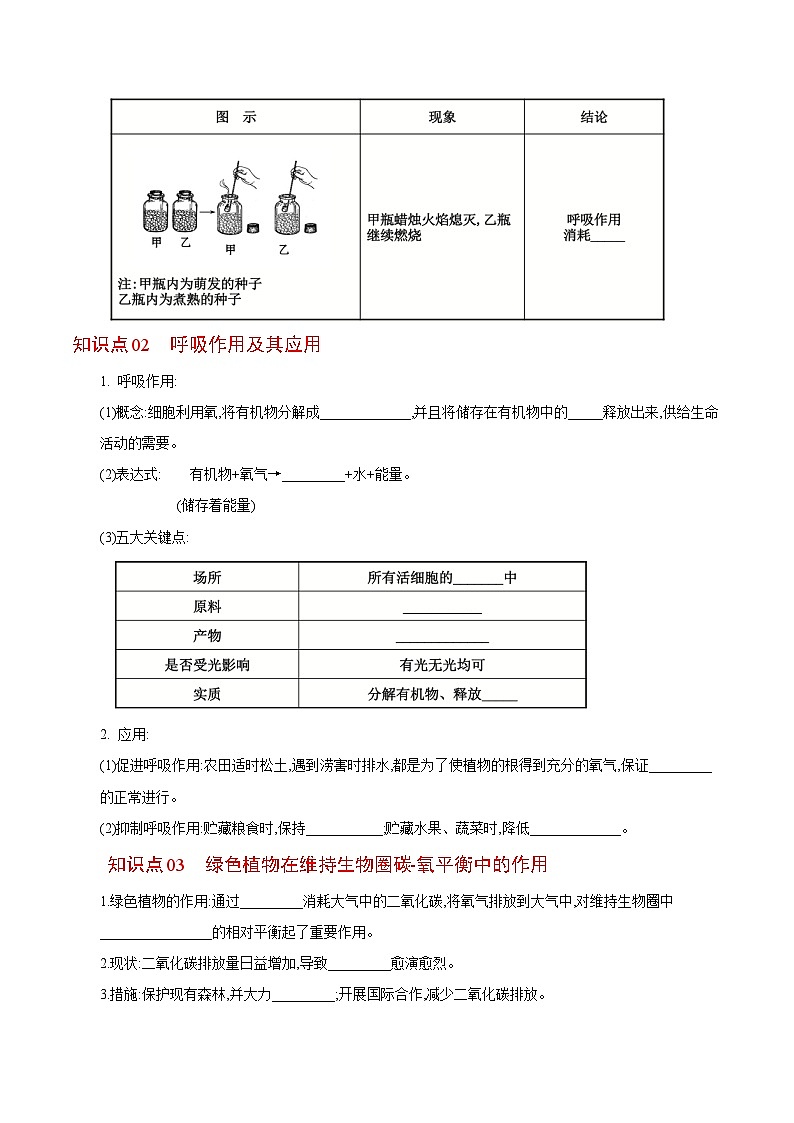 【同步讲义】人教版生物七年级上册--3.5.2《绿色植物的呼吸作用》讲义02