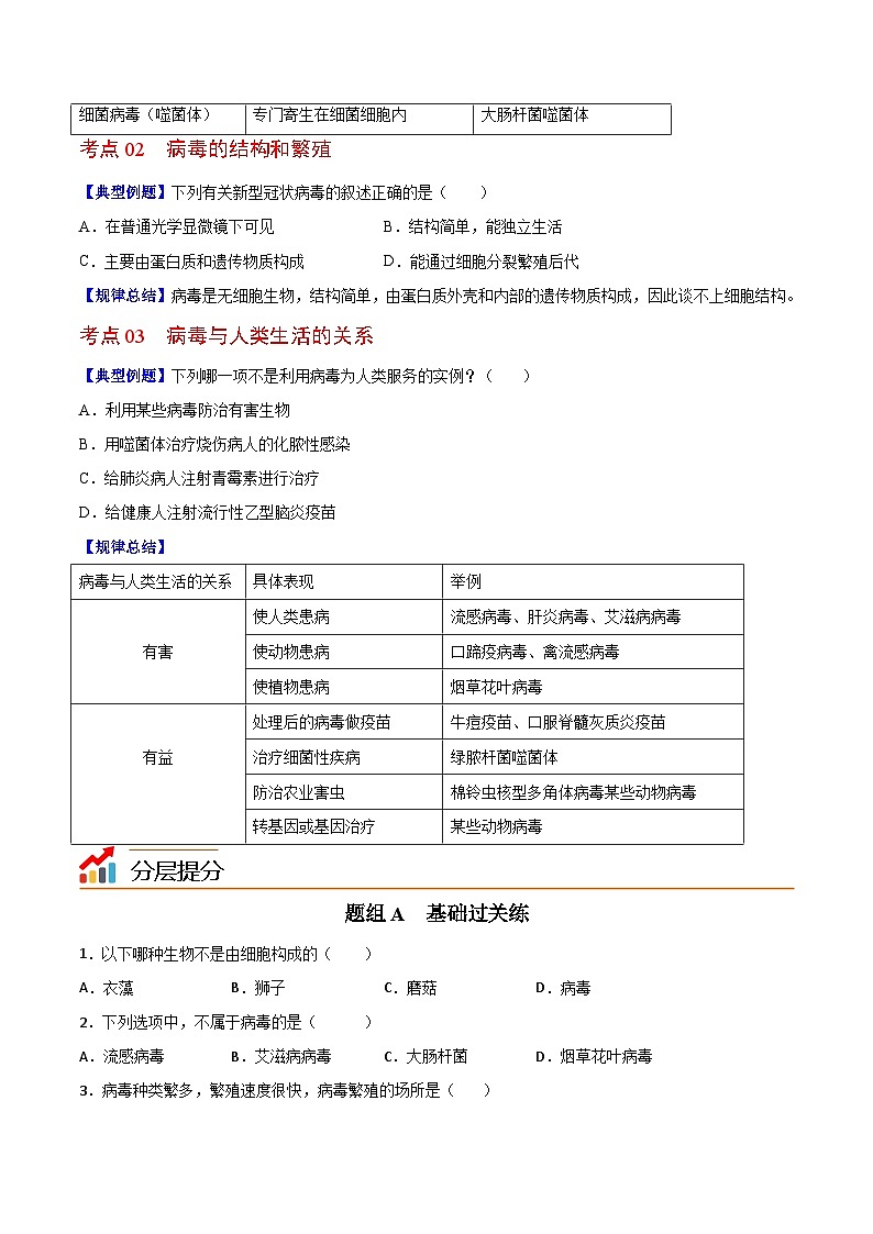 【同步讲义】人教版生物八年级上册第五单元-第五章《病毒》讲义02