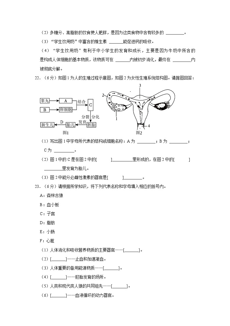 2022-2023学年江西省上饶市鄱阳县七年级下学期期末生物试卷（含解析）第3页