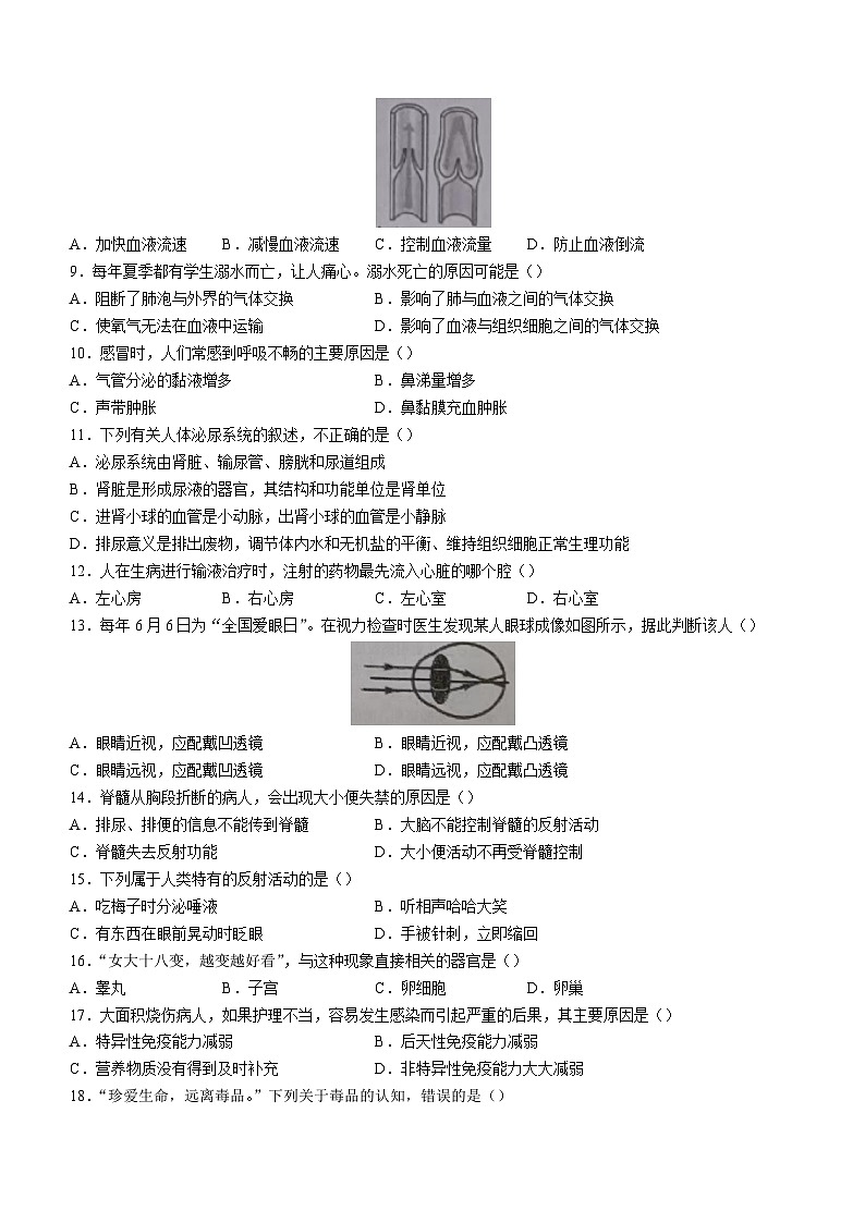 江西省吉安市新干县2022-2023学年七年级下学期期末生物试题（含答案）第2页