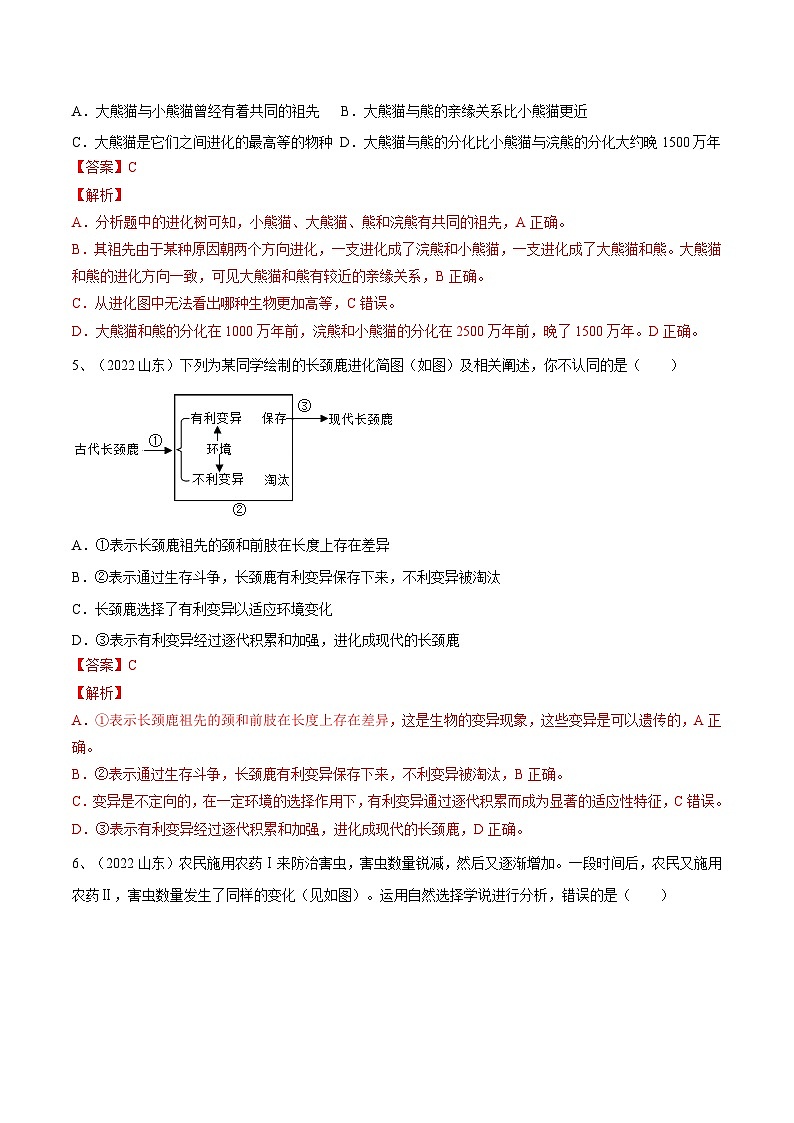 专题21 生命起源和生物进化（专题精练）-2023年中考生物一轮复习讲练测（解析版）第3页