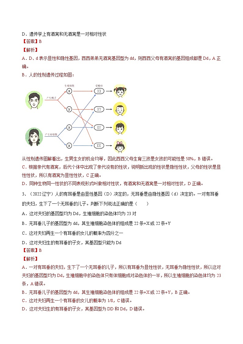 专题20 生物的遗传和变异（专题精练）-2023年中考生物一轮复习讲练测（解析版）第2页