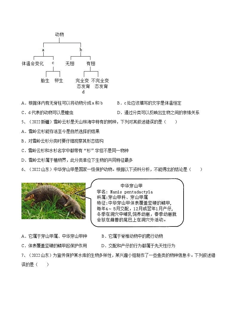 专题18 生物的多样性及其保护（专题精练）-2023年中考生物一轮复习讲练测（原卷版）第2页