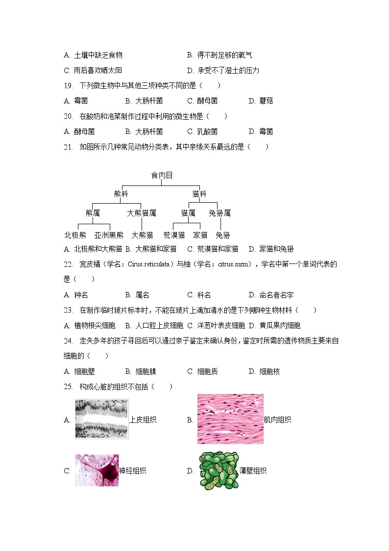 2022-2023学年宁夏石嘴山市平罗县七年级（下）期末生物试卷（含解析）第3页