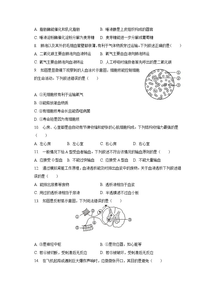 重庆市大足区2022-2023学年七年级下学期期末生物试卷（含答案）02