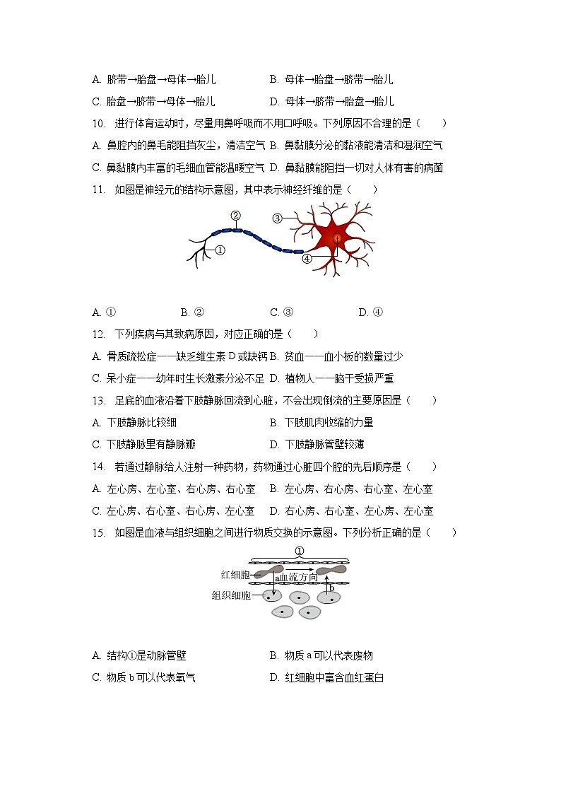 2022-2023学年江西省赣州市于都县七年级（下）期末生物试卷（含解析）第2页