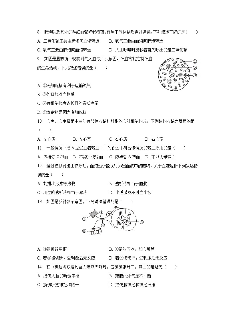 2022-2023学年重庆市大足区七年级（下）期末生物试卷（含解析）第2页