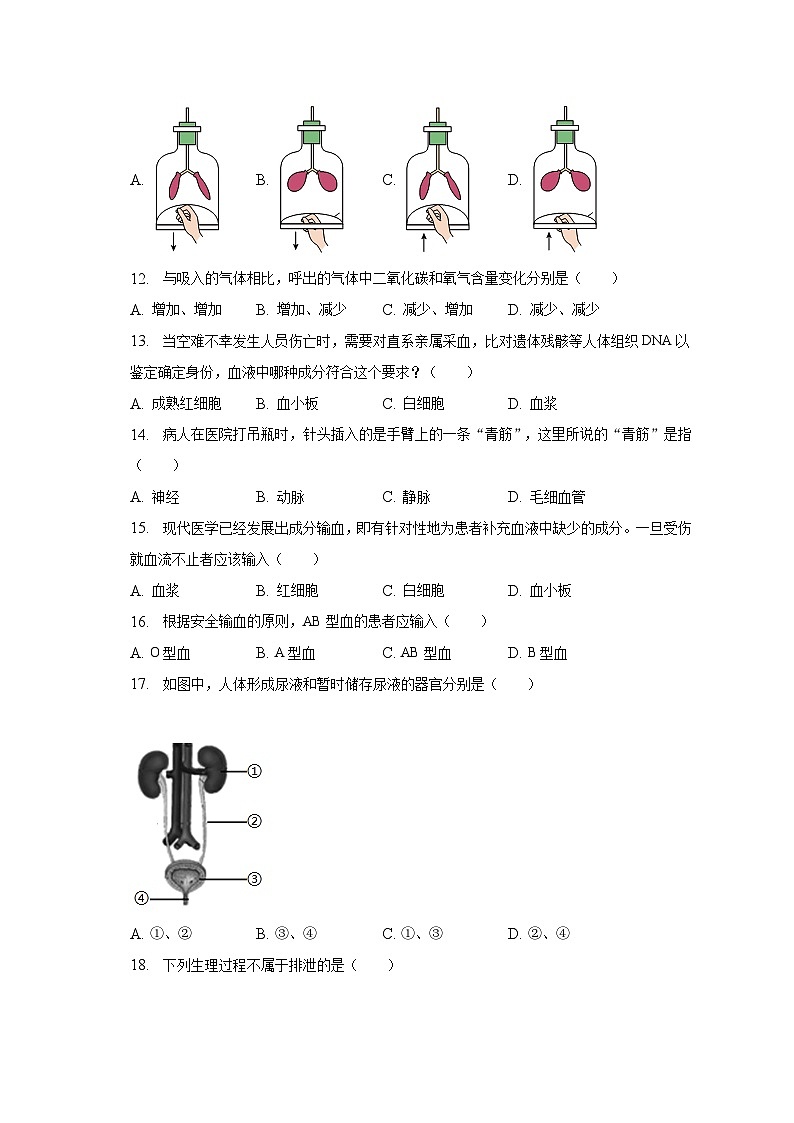 2022-2023学年湖南省衡阳市石鼓船山实验中学七年级（下）期末生物试卷（含解析）03
