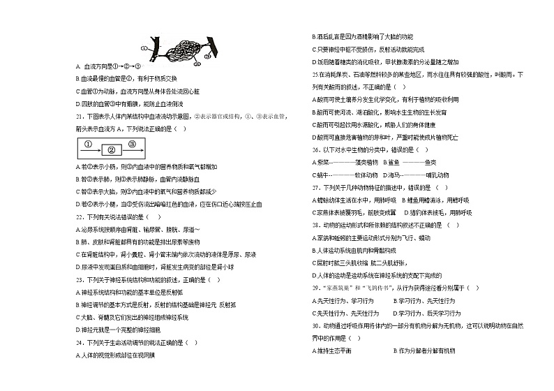 黑龙江省大庆市肇源县第四中学2022-2023学年度八年级下学期第一次月考生物试题03