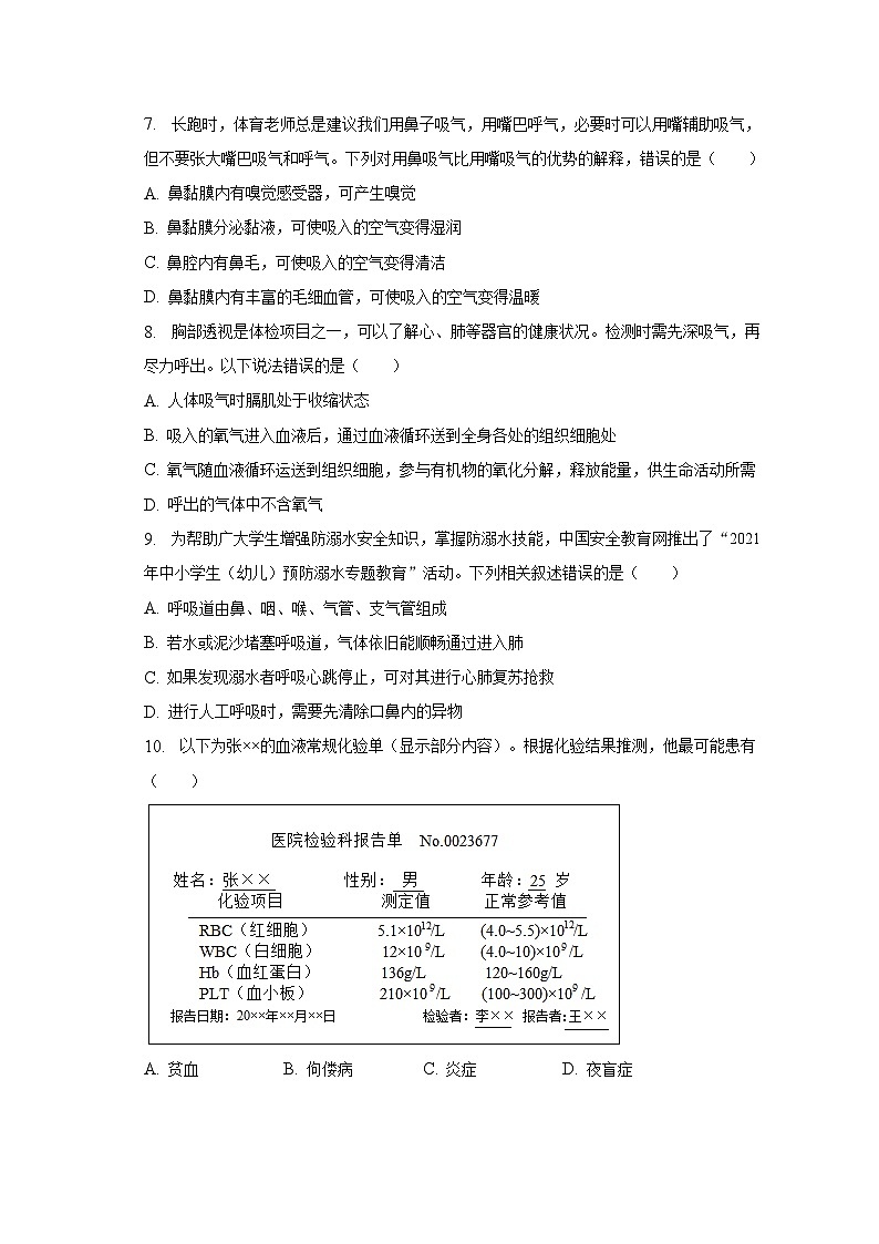 2022-2023学年山东省滨州市无棣县七年级（下）期末生物试卷（含解析）02