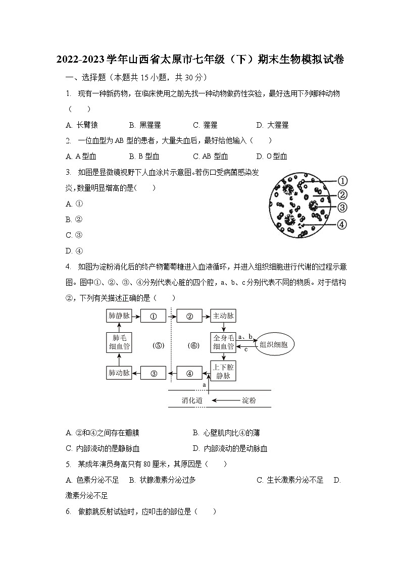 2022-2023学年山西省太原市七年级（下）期末生物模拟试卷（含解析）01
