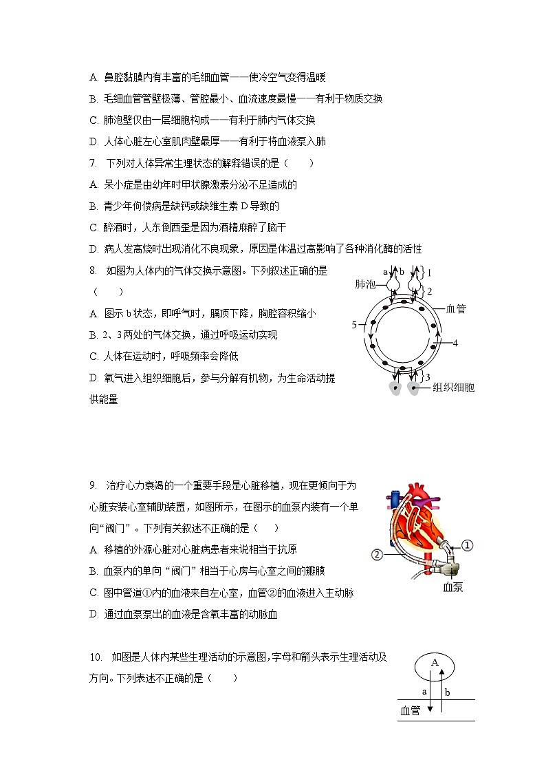 2022-2023学年江西省宜春市七年级（下）期末生物试卷（含解析）第2页