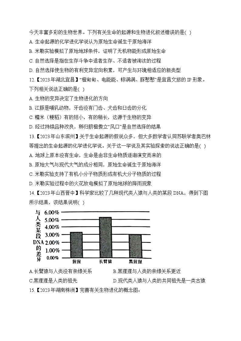 （19）生物的起源和进化——2023年中考生物真题专项汇编第3页