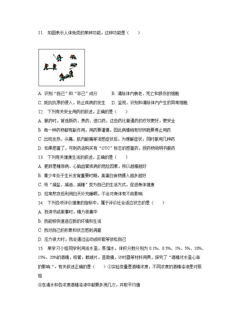 2022-2023学年山东省泰安市泰山区七年级（下）期末生物试卷（五四学制）（含解析）第3页