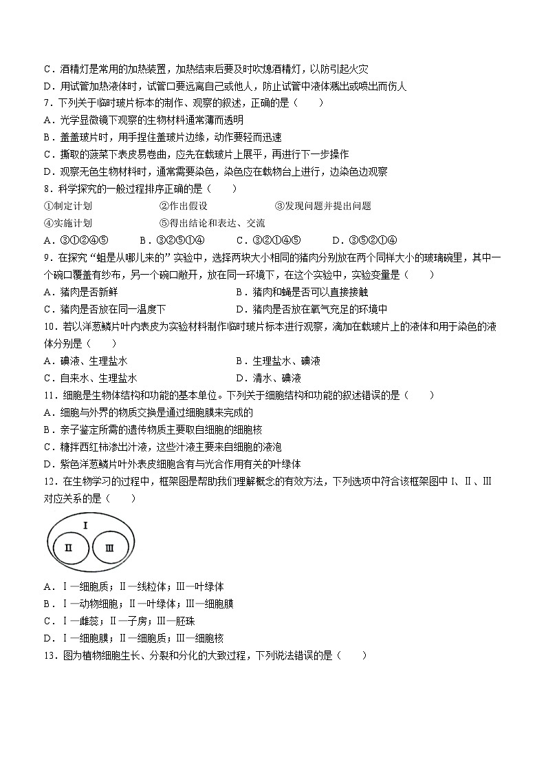 江苏省盐城市东台市2022-2023学年七年级下学期开学考试生物试题02