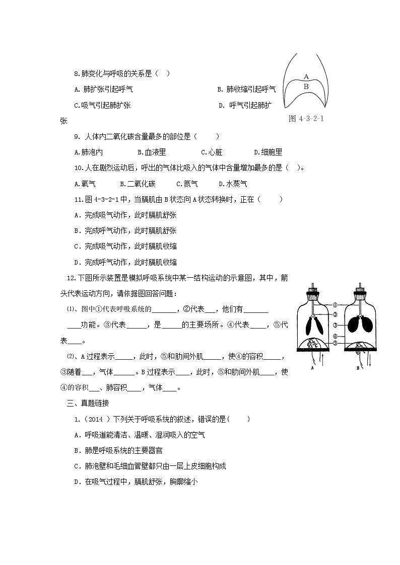 2023七年级生物下册第四单元生物圈中的人第三章人体的呼吸第二节发生在肺内的气体交换同步练习新版新人教版第2页