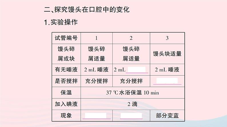 2023七年级生物下册第四单元生物圈中的人第二章人体的营养第二节消化和吸收第一课时食物的消化作业课件新版新人教版03