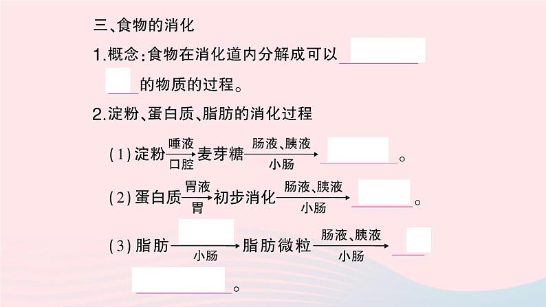 2023七年级生物下册第四单元生物圈中的人第二章人体的营养第二节消化和吸收第一课时食物的消化作业课件新版新人教版05