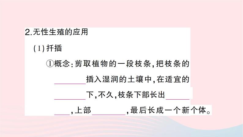 2023八年级生物下册第七单元生物圈中生命的延续和发展第一章生物的生殖和发育第一节植物的生殖第二课时无性生殖的应用作业课件新版新人教版第3页