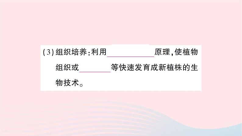 2023八年级生物下册第七单元生物圈中生命的延续和发展第一章生物的生殖和发育第一节植物的生殖第二课时无性生殖的应用作业课件新版新人教版第8页