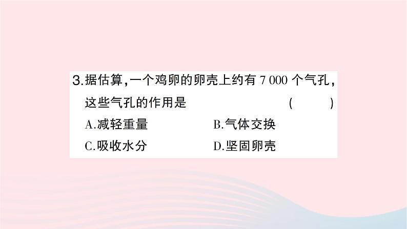 2023八年级生物下册第七单元生物圈中生命的延续和发展第一章生物的生殖和发育第四节鸟的生殖和发育作业课件新版新人教版07